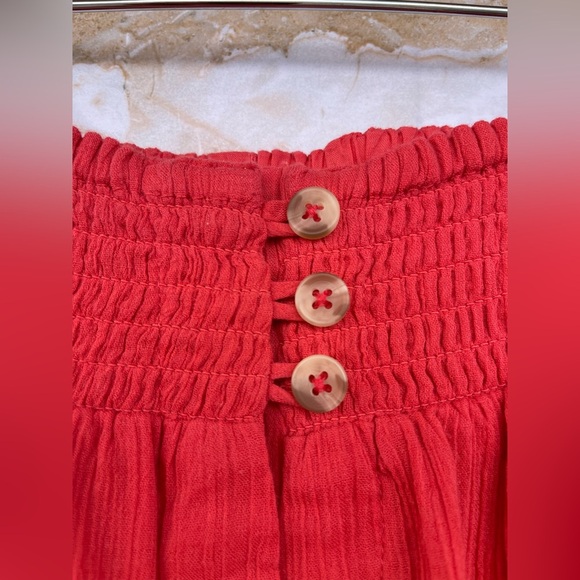 Mille resort and travel coral smocked waist button front midi skirt size medium - Picture 5 of 11